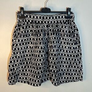 LOFT a-line skirt with pockets - linen blend blue and white size small